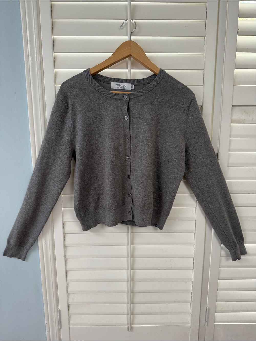 Marlee Los Angeles Heather Grey Cardigan | Fits M | Crew Neck